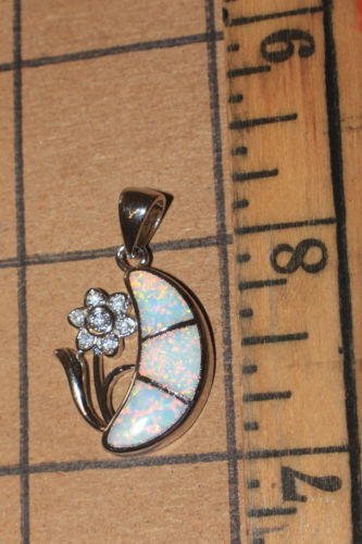 lab fire opal Cz necklace pendant gems silver plate jewelry modern Flower Vase