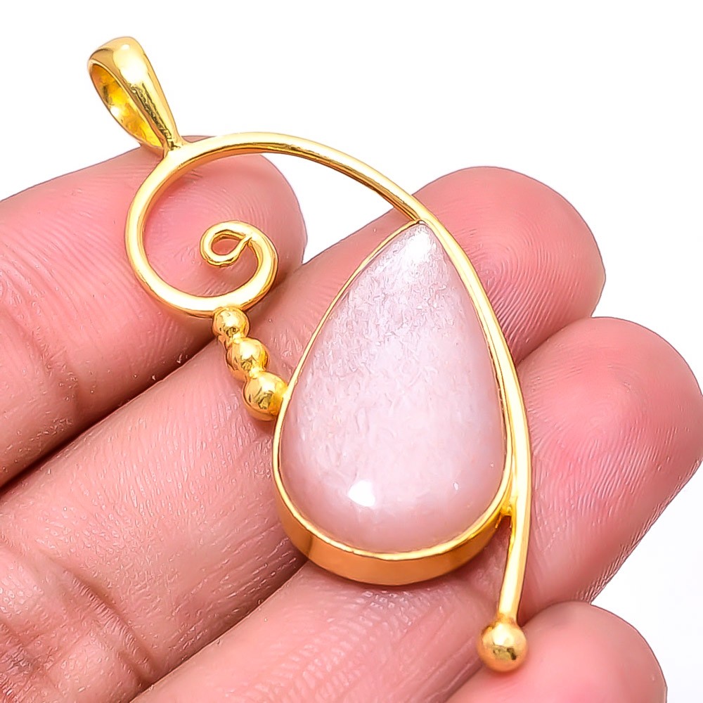 Moonstone – Sri Lanka Gold Plated Gemstone 925 Sterling Silver Pendant 2.11″ P42