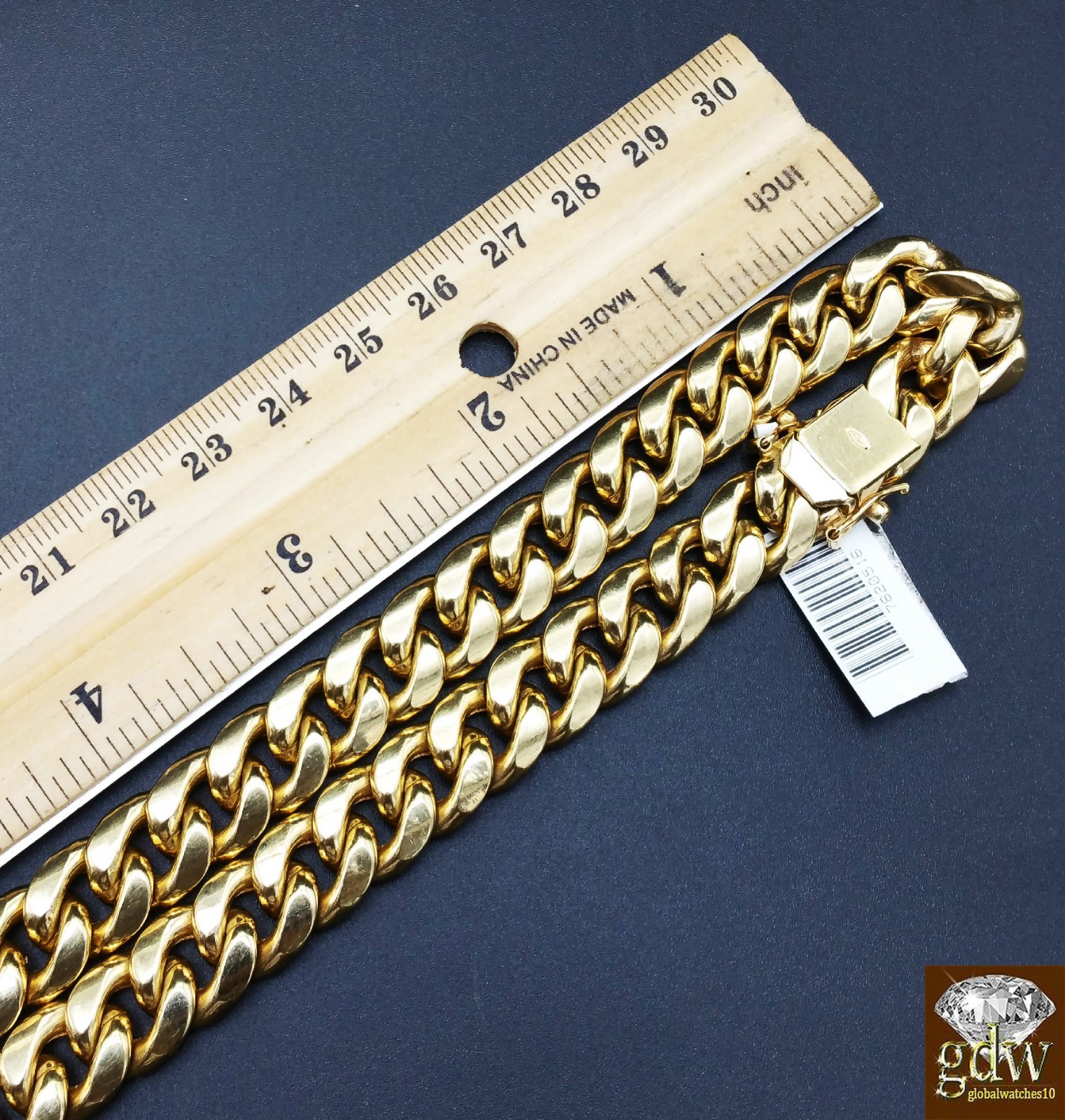 Real 10k Gold Miami Cuban Chain necklace 10mm 22 Inch Box Lock Strong Men
