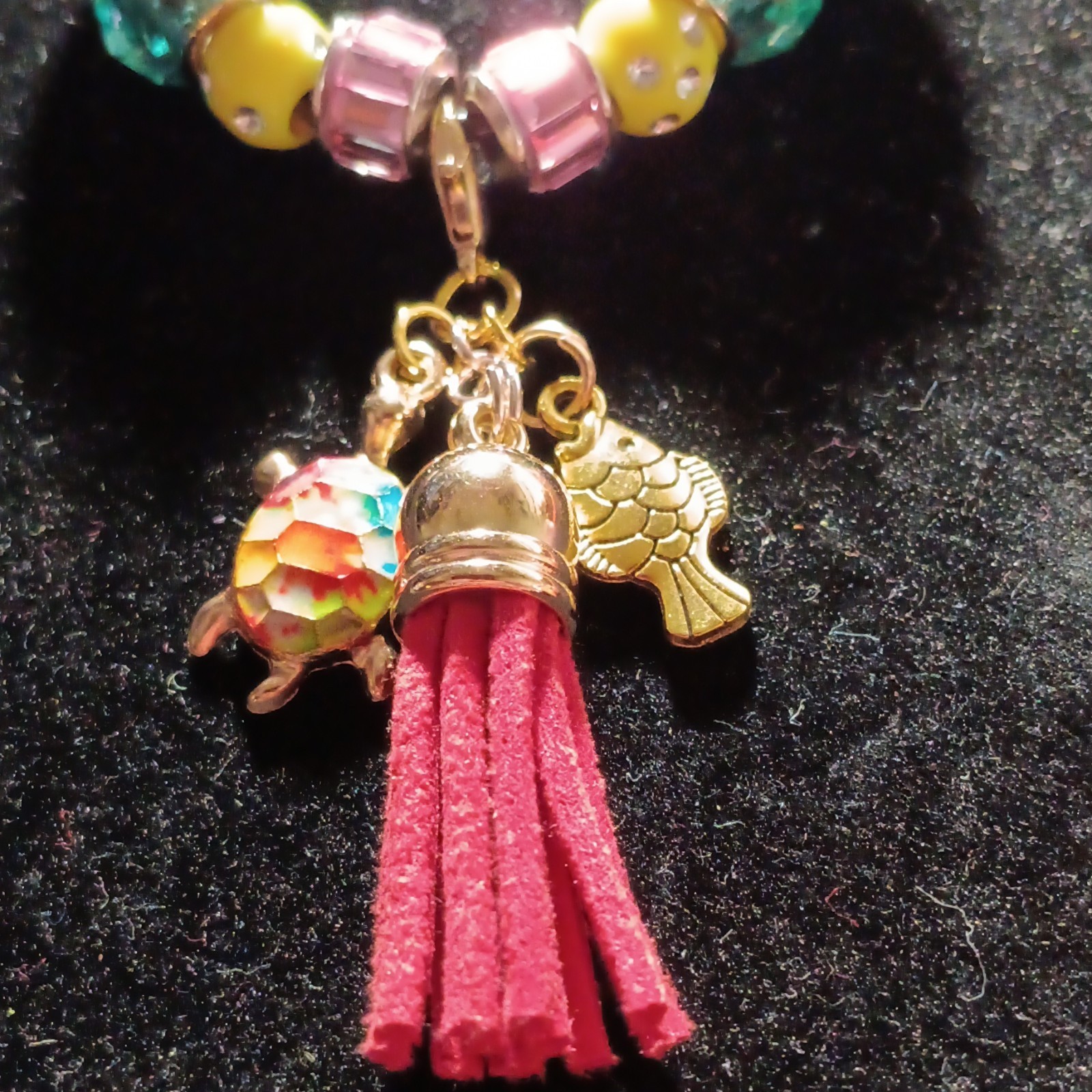 Handmade Beaded Cord Tassel Charm Necklaces Lot of 3 Boho Lobster Clasp
