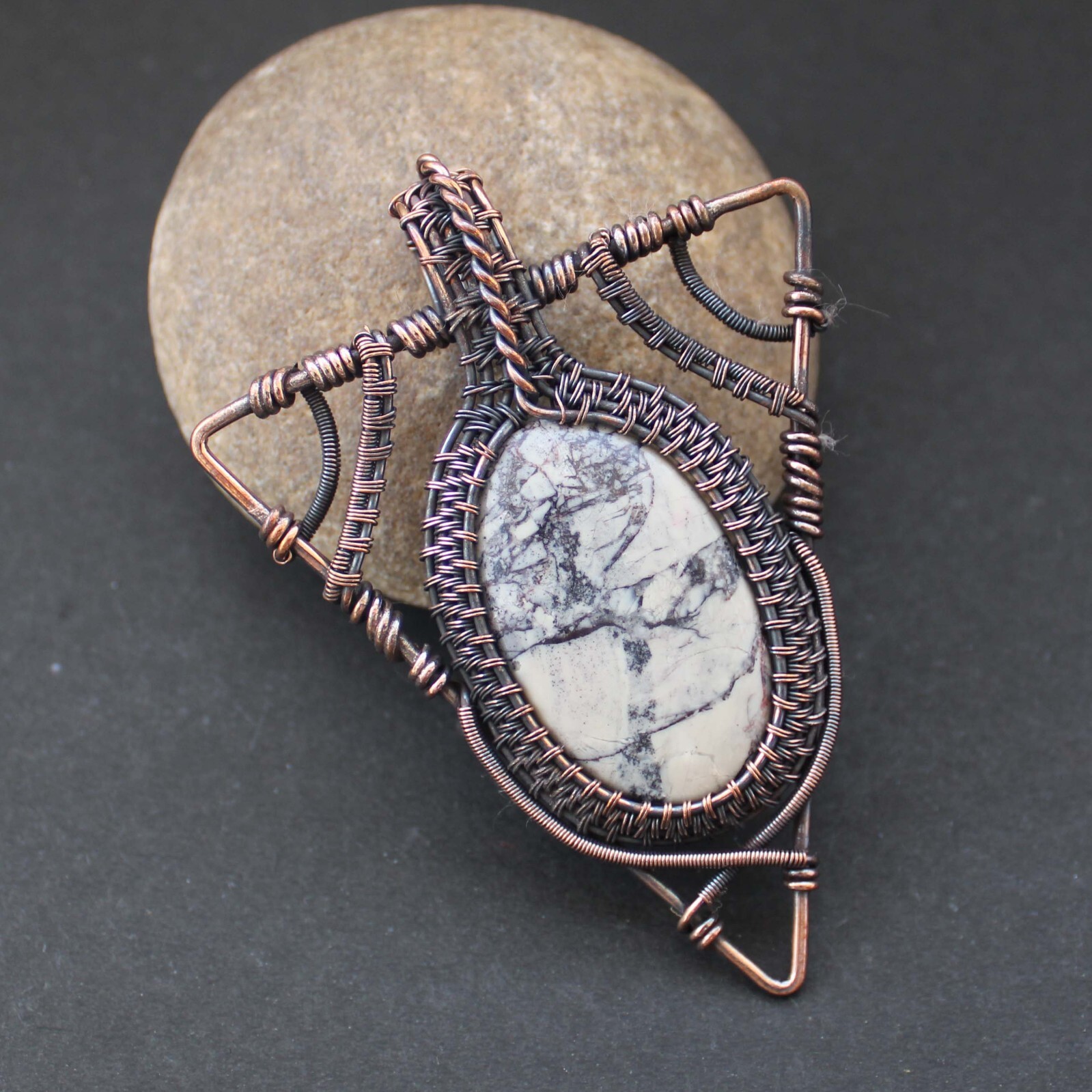 Jasper Handmade Pendant Copper Wire Wrapped Pendant Wire Wrapped Jewelry