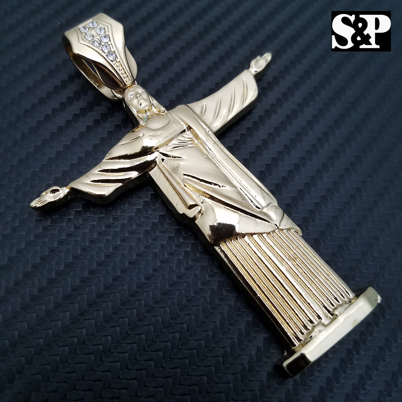 HIP HOP CELEBRITY STYLE GOLD PLATED LARGE CHRISTIAN JESUS BODY PENDANT