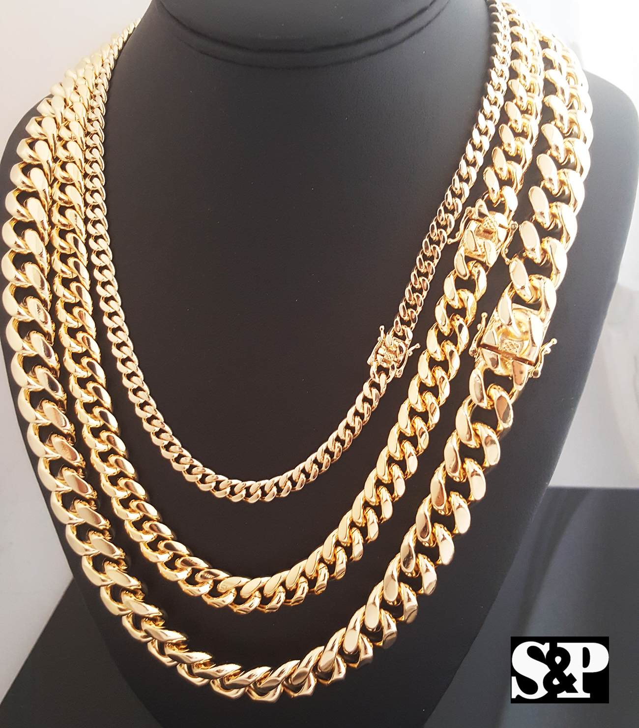 Premium Quality Gold Plated Brass Miami Cuban 6,10,14mm 24″, 30″ Chain Necklace