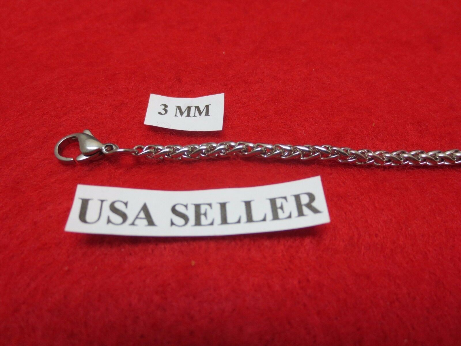 3 mm Stainless Steel Silver 7″-44″ Braided Wheat Rope Unisex Necklace Chain