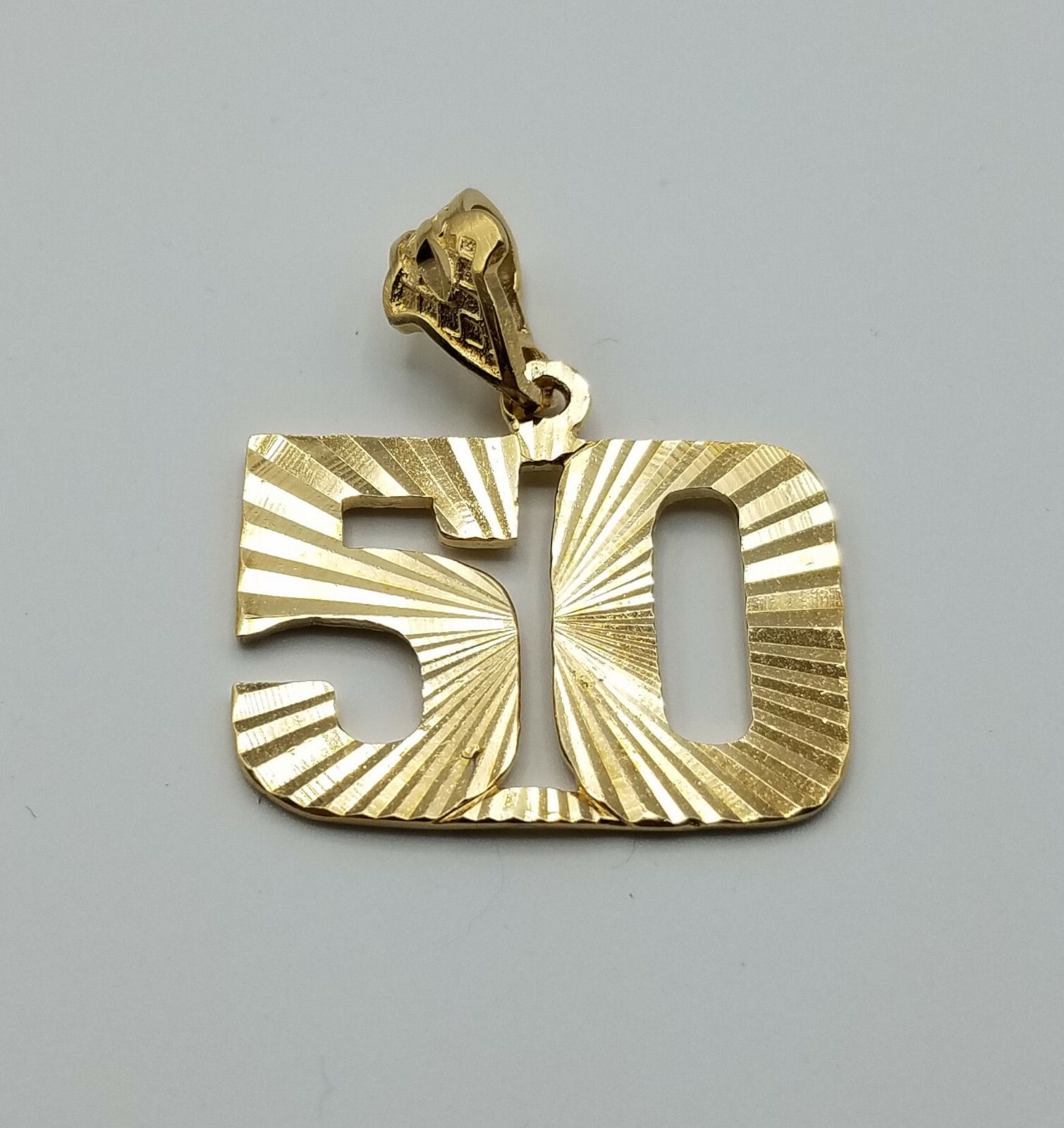 Gold Number Pendant a larger Diamond-Cut 24k GP Jersey Numbers 26-50