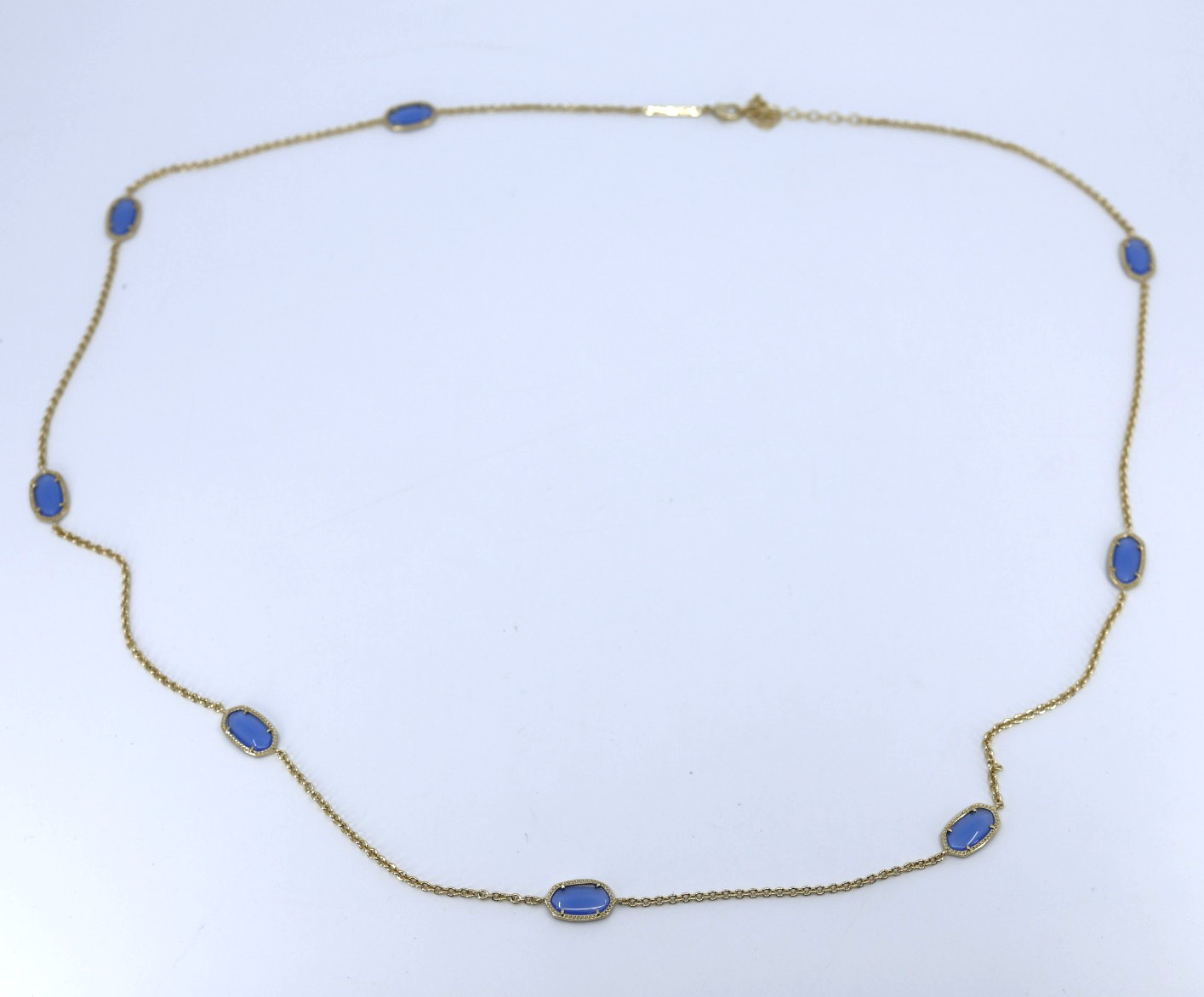 A4 Flawless KENDRA SCOTT Kellie Light Blue Gold Tone Long Station Necklace