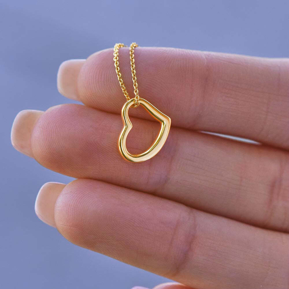 18K Yellow Gold Delicate Heart Necklace with LED Lighted Gift Box