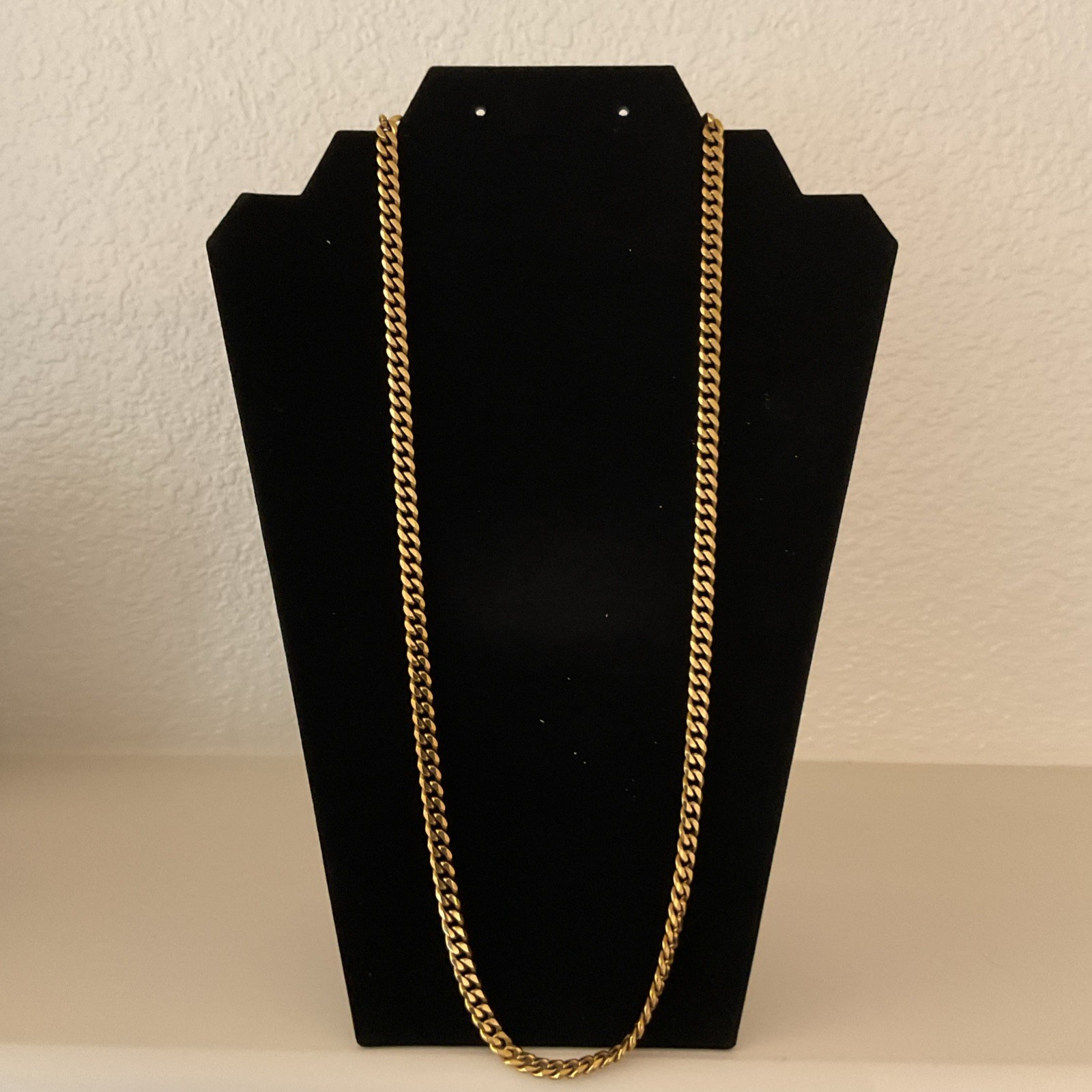Gold Plated Chain Necklace – 3.8 mm Thick & 26 inch Long Cuban Adjustable Length