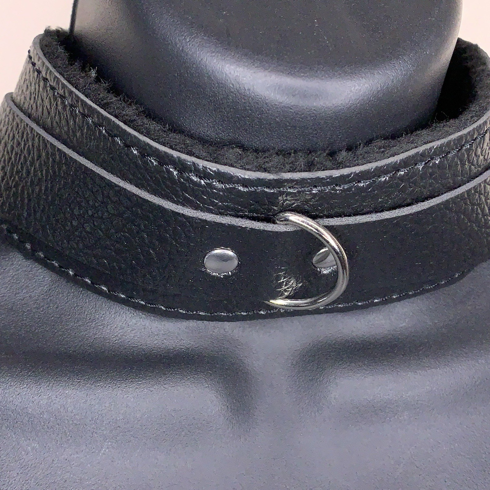 Faux Leather Faux Fur Lined Necklace Choker Style Adult Unisex Goth Cyberpunk
