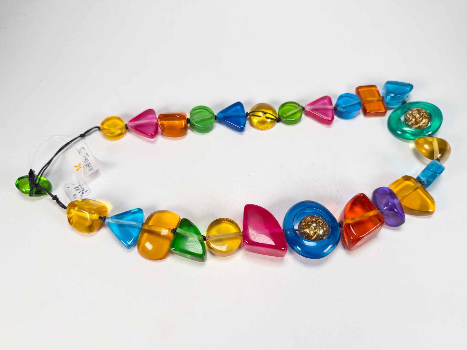 Jackie Brazil “Indiana” Transparent Carnaval Mix Multi-Bead Resin 70cm Necklace