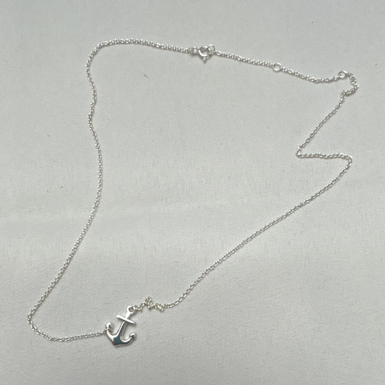 Silver Tone Nautical Anchor Charm Pendant Necklace, Cable Chain Spring Ring