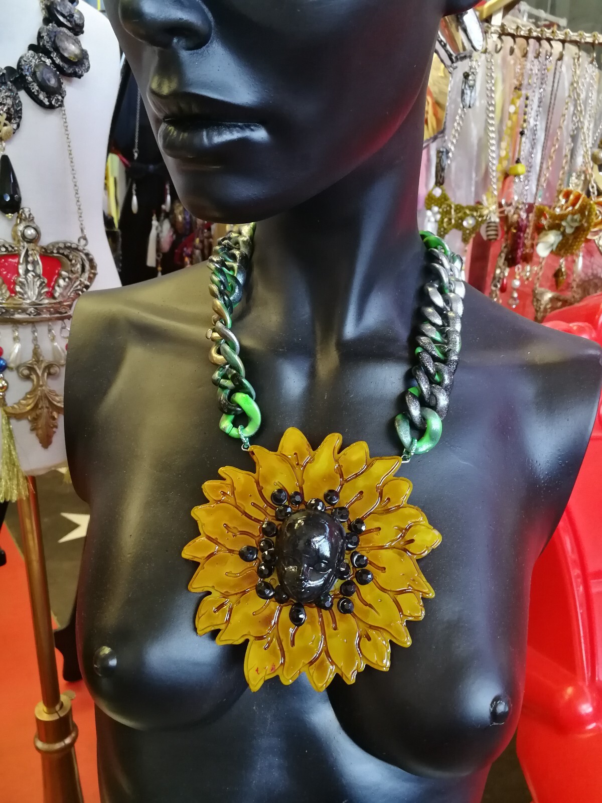 Woman Necklace Jewelry Sun Flower Brutalist Modernist Sunflower Bracelet Pendant