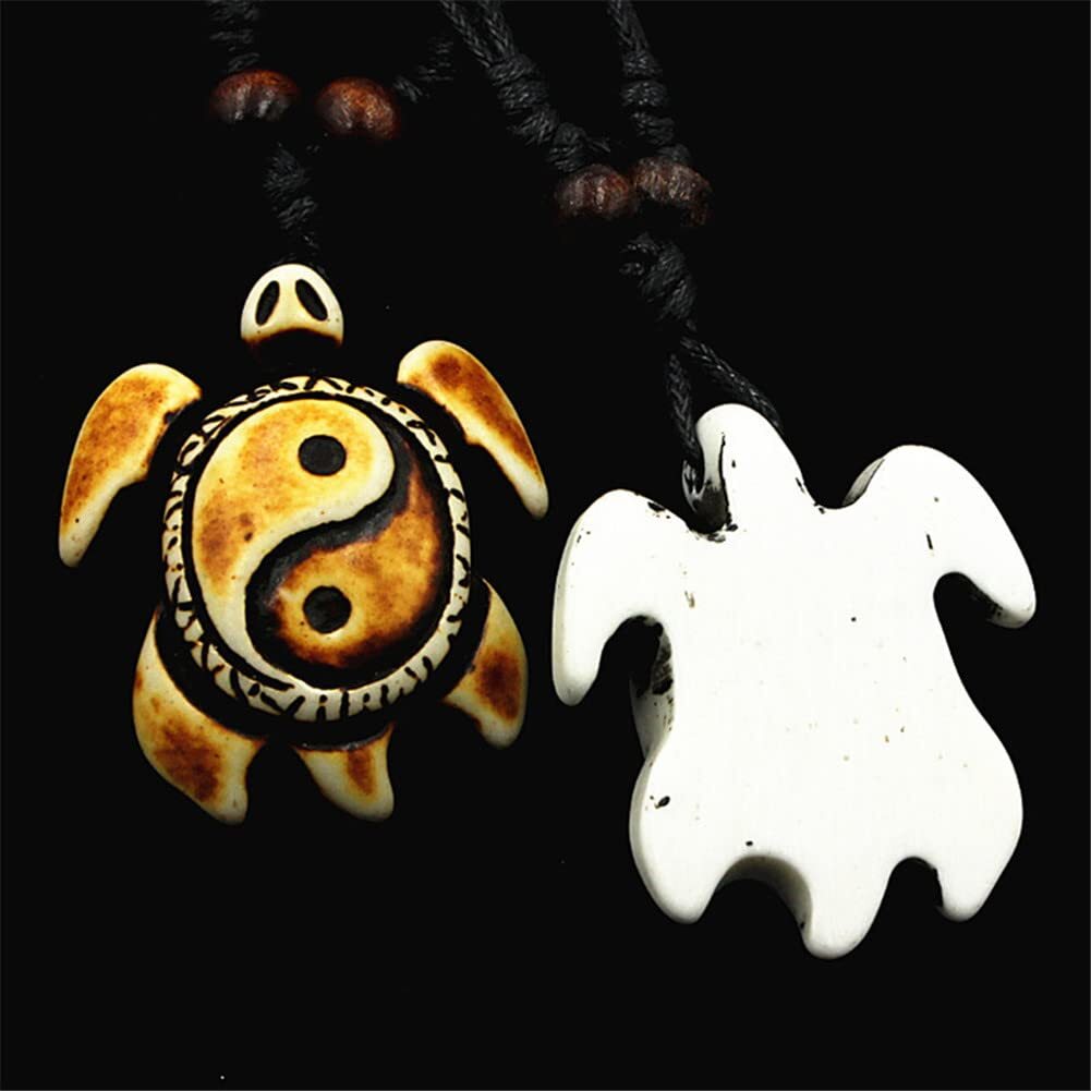 Unisex Adults Tai Chi Yin Yang Turtle Necklace Black and White, 16 Inches