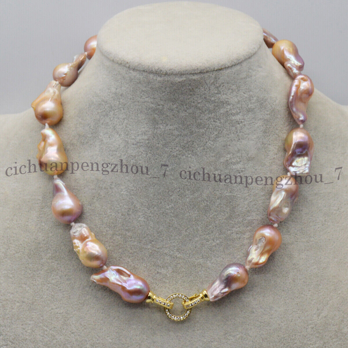 Huge 15-25mm Natural Pink Purple South Sea Keshi Baroque Pearl Necklace 18”