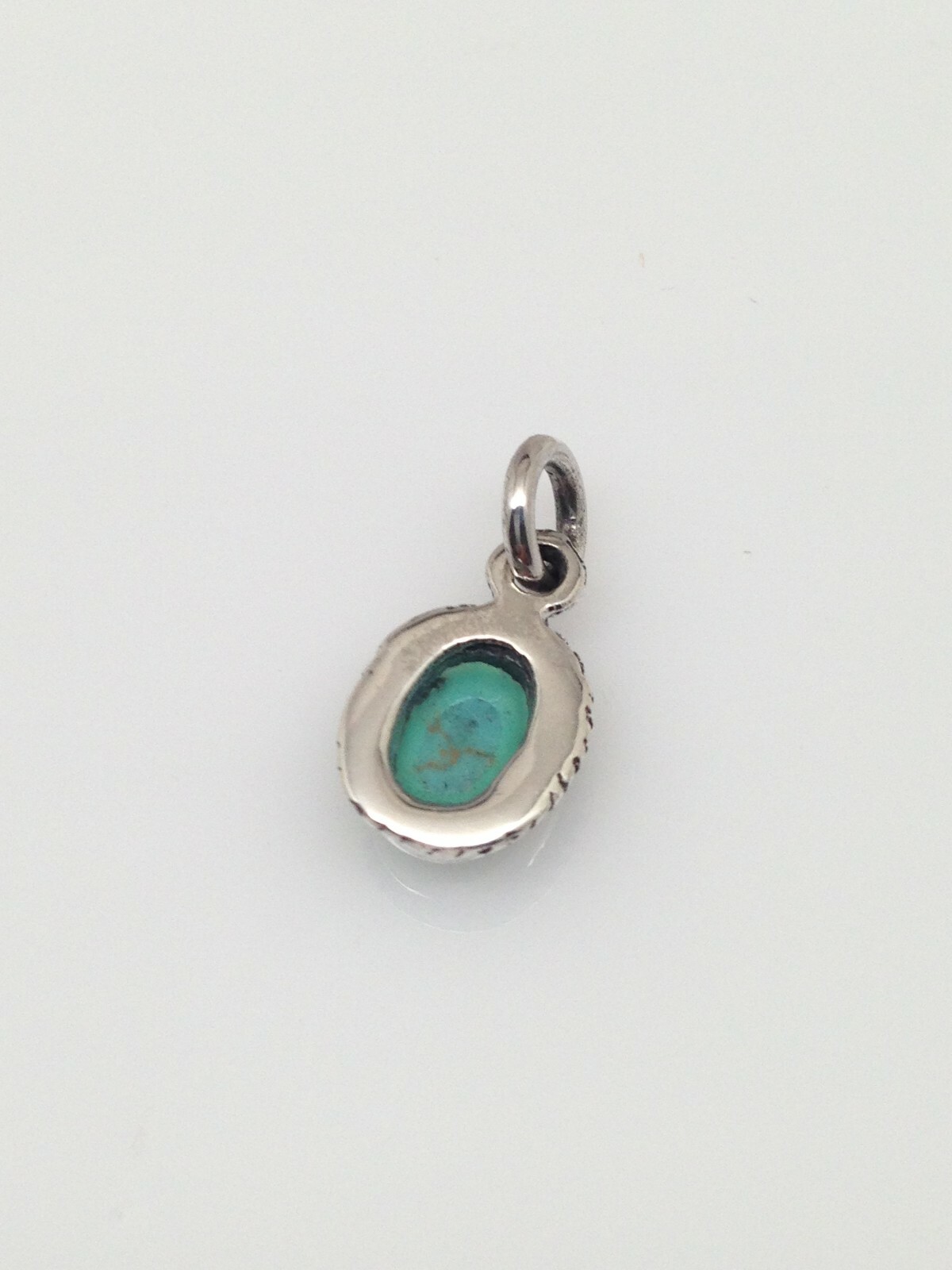 Oval Turquoise Pendant 925 Sterling Silver Small Turquoise Charm 9.5mm (17mm)