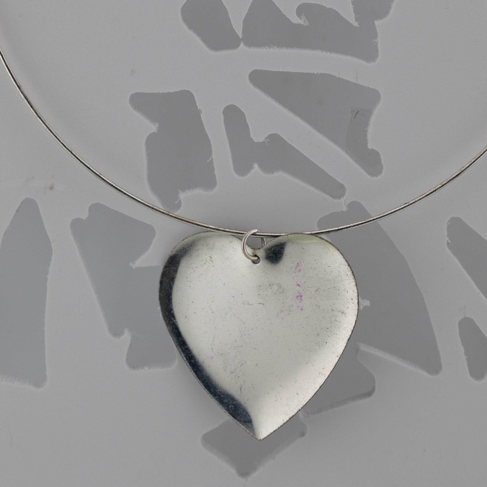 Necklace Black-White Striped Heart Pendant Modern Style Base Metal