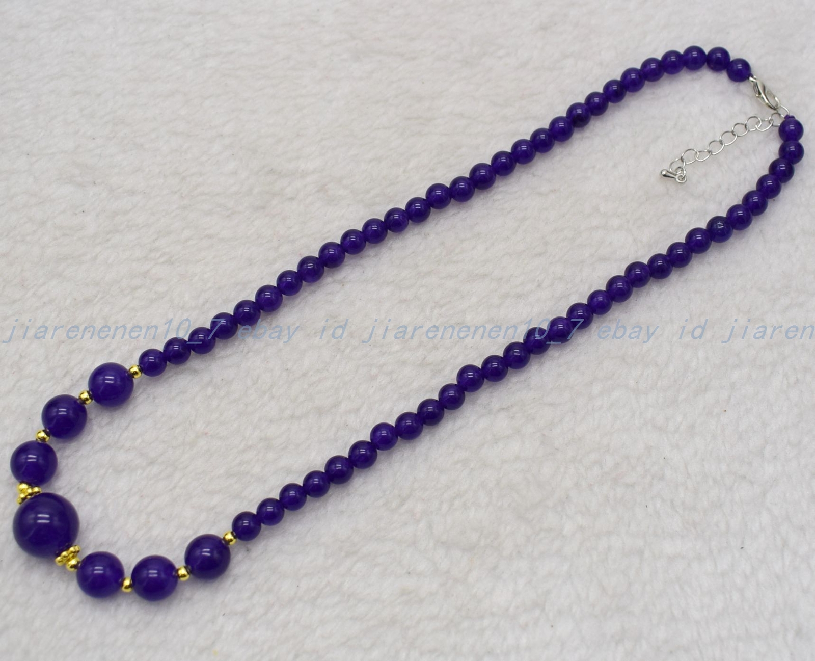 Charming Pretty 6-12mm Purple Jade Gemstone Round Beads Necklace 18-32 In