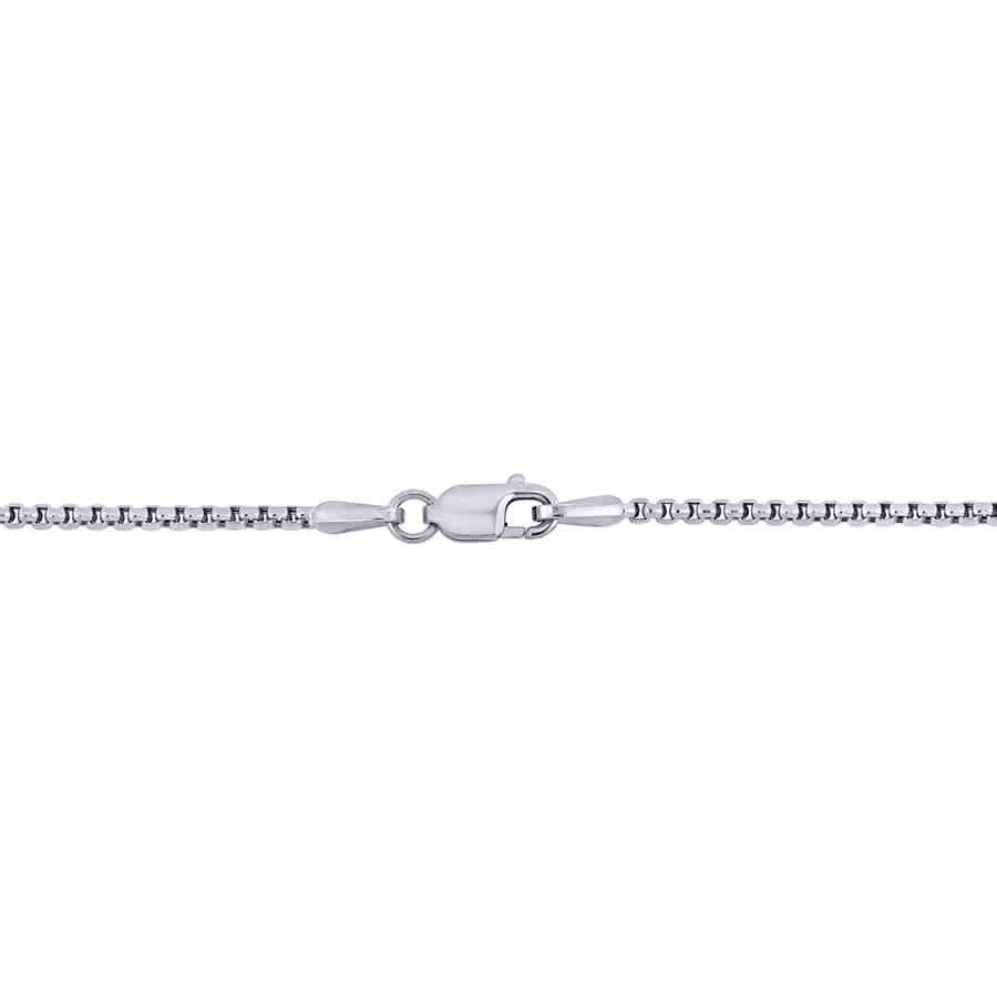 Amour 1.6mm Hollow Round Box Link Chain Necklace in 10k White Gold – 18 in