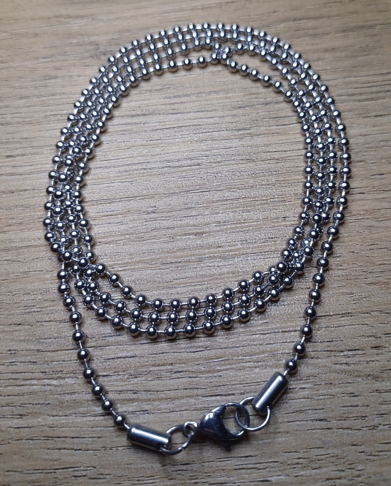23″ Silver Stainless Steel Military Ball Bead Stylish Dog Tag Chain Clasp End