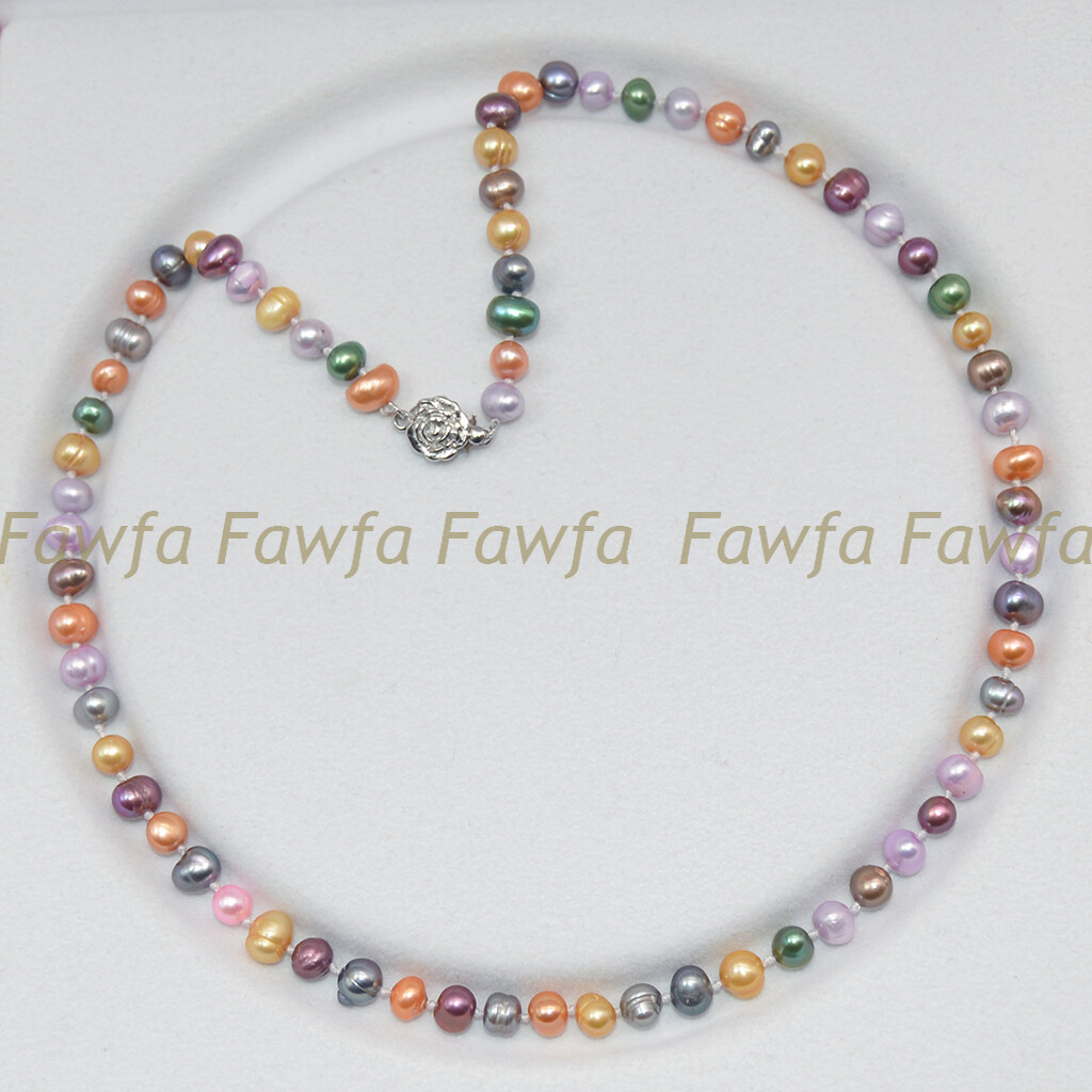 Natural Multicolor 6-7mm Freshwater Pearl Necklace Bracelet Earrings Jewelry Set