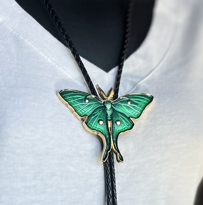 Bolo Tie Moth Green