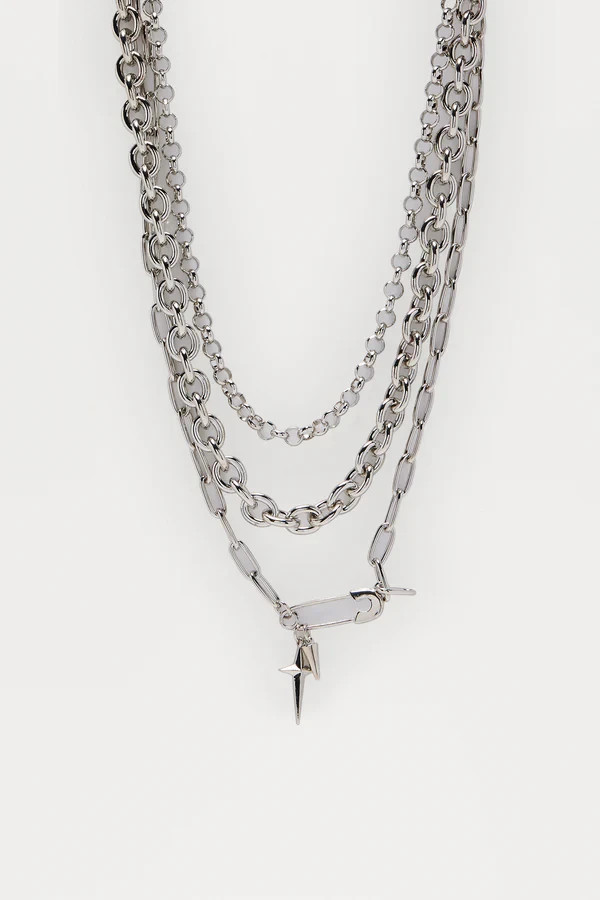 Men’s Fashion Nova Put Together Pendant Necklace Set – Silver 21 inch length