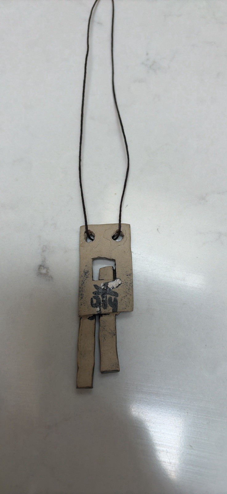 Silver Tone Metal Abstract Asymmetrical Charm Pendant Necklace Black Cord
