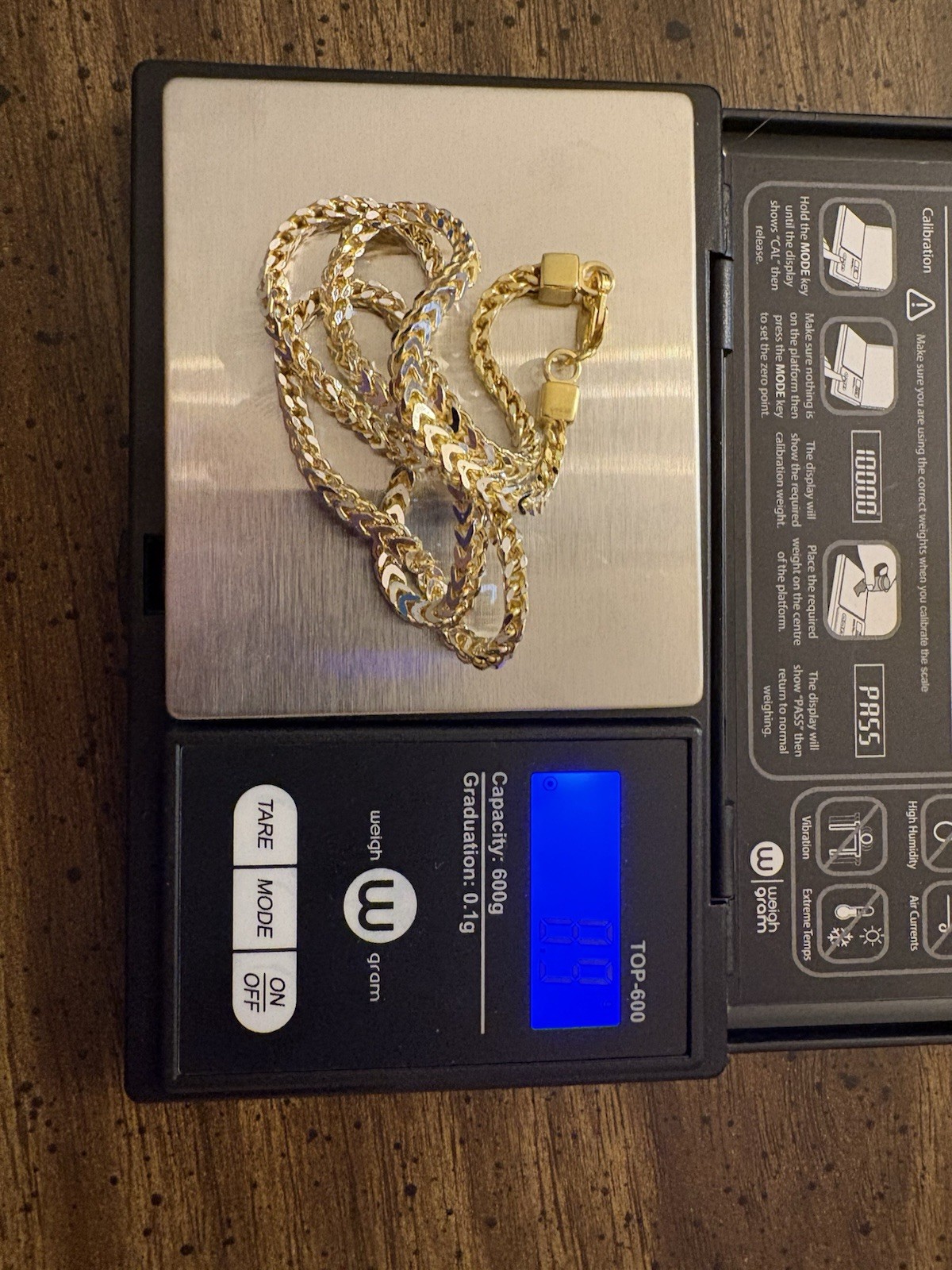 18” Sterling Silver Gold-Over Franco Chain Necklace 2.9mm 8.9 Grams