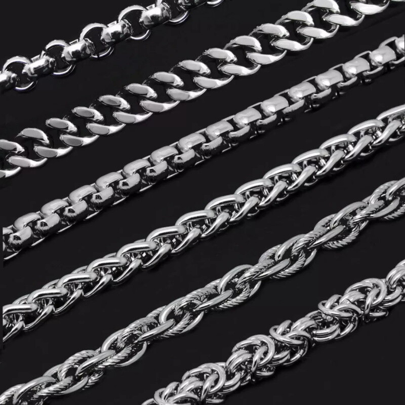 2-9mm Men Womens 316L Stainless Steel Silver Twist Curb Link Chain Necklace