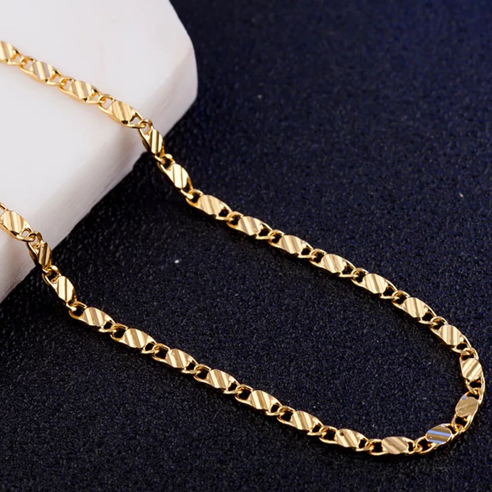 Stunning 18K Yellow Gold GP 2mm Flat Link Chain Necklace For Pendant Wholesale