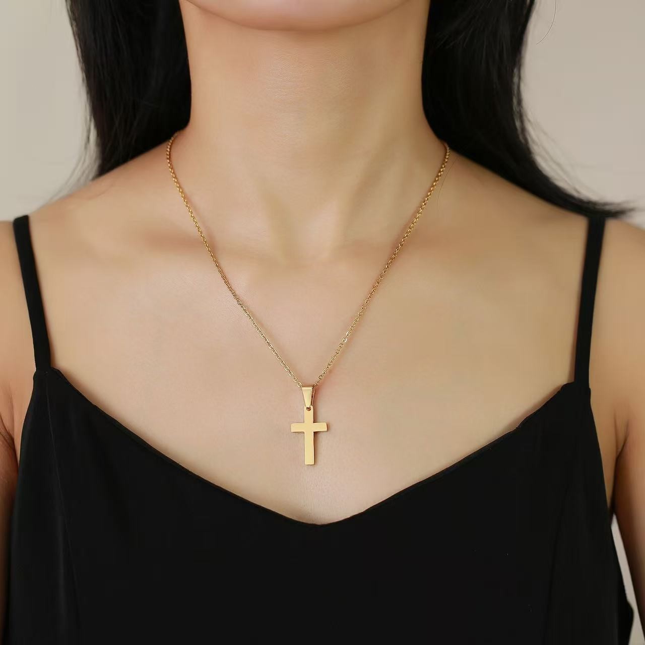 Stainless Steel Cross Pendant Necklace – Rope Chain 20” Christian Jewelry NEW