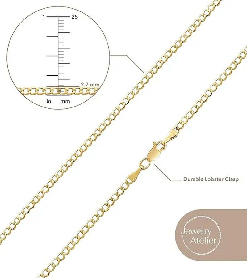 Gold Chain Necklace Collection – 14K Solid Yellow Gold Filled Miami Cuban Curb L