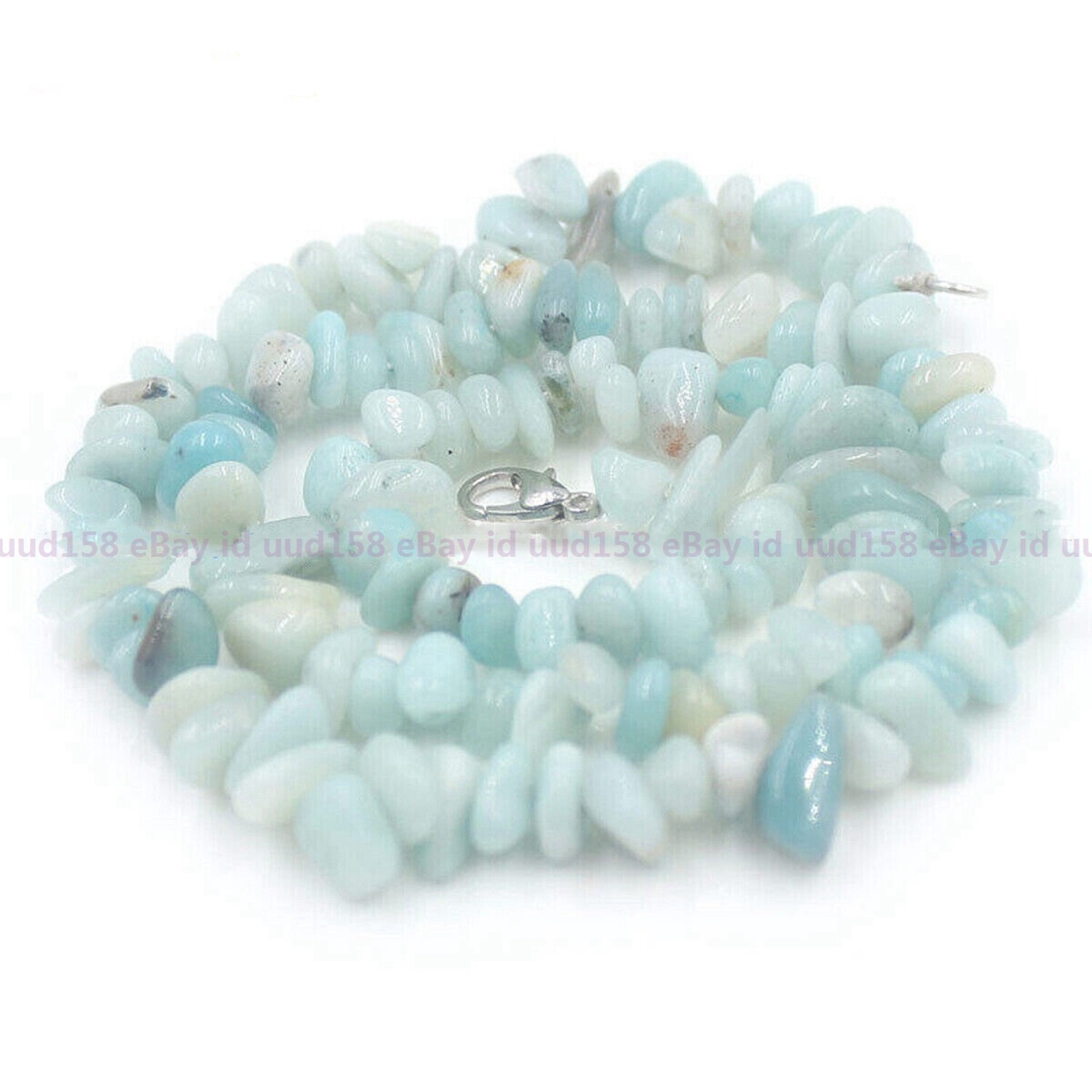 Natural Multiple Gemstone Gravel beads White Gold Clasp Necklace 14-36″ AAA