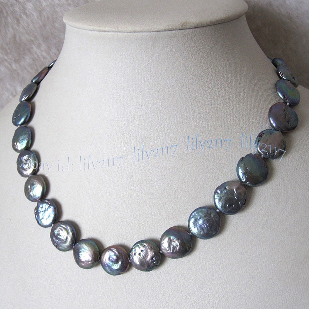 Rare 11-12mm Genuine Natural Black Baroque Coin Pearl Necklace 16-36 inches