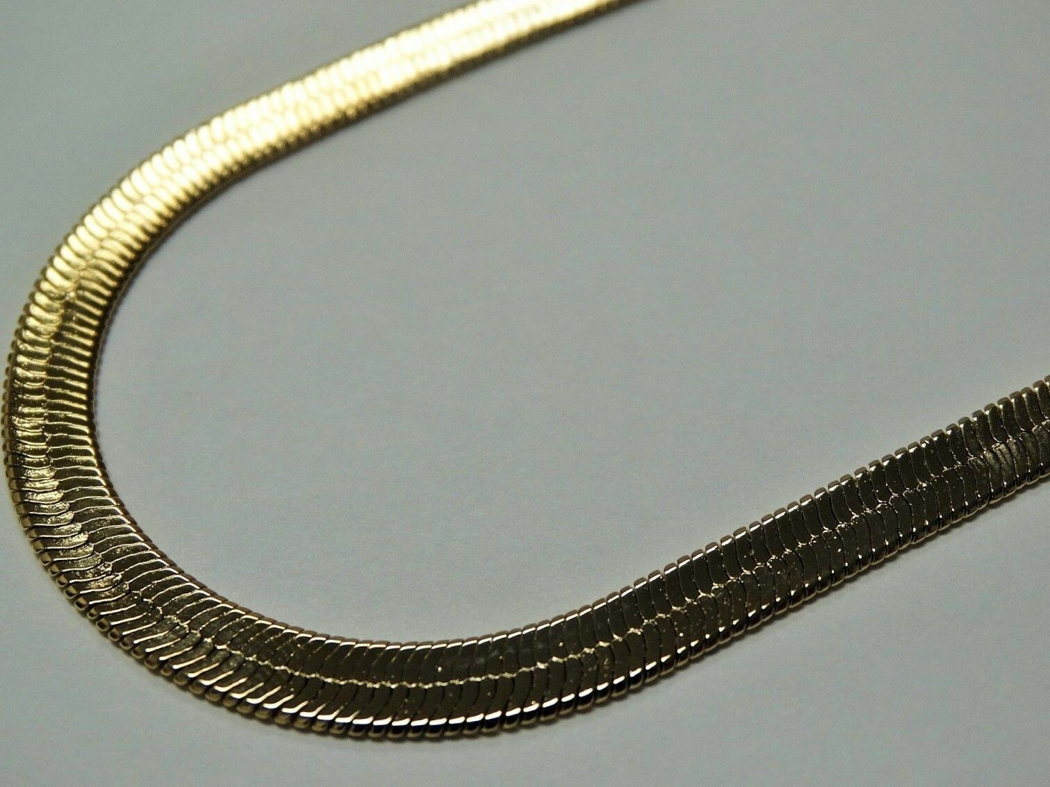 Made in USA. HUGE 30″ length,8mm width,24k Yellow Gold Bonded Herringbone Chain