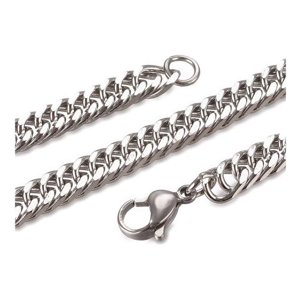 Cuban Chain Necklace Stainless Steel Necklace Lobster Silver 24″ 6×2.5mm A390
