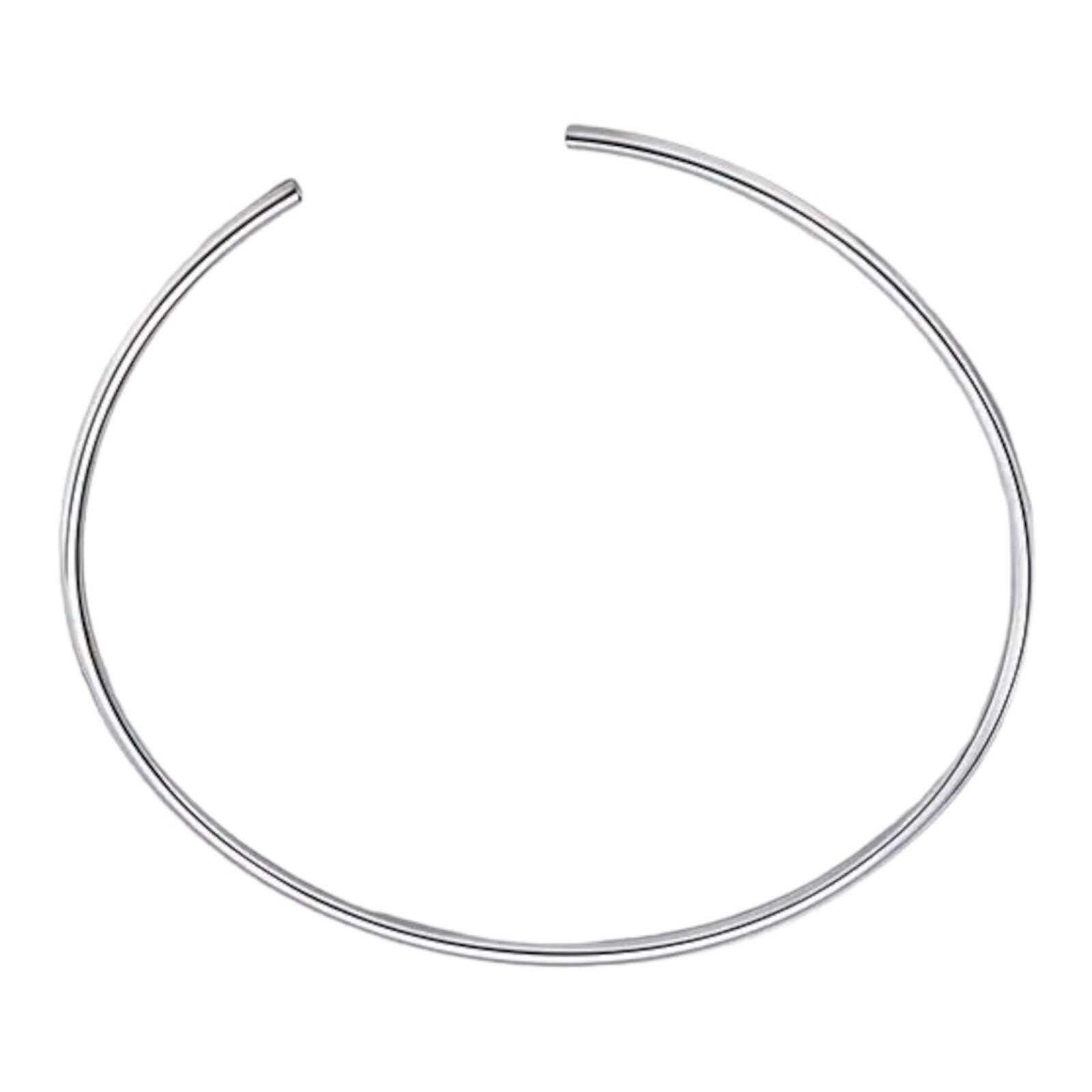 ZARD Solid Flat Choker Slider Open Collar in Silver Plating