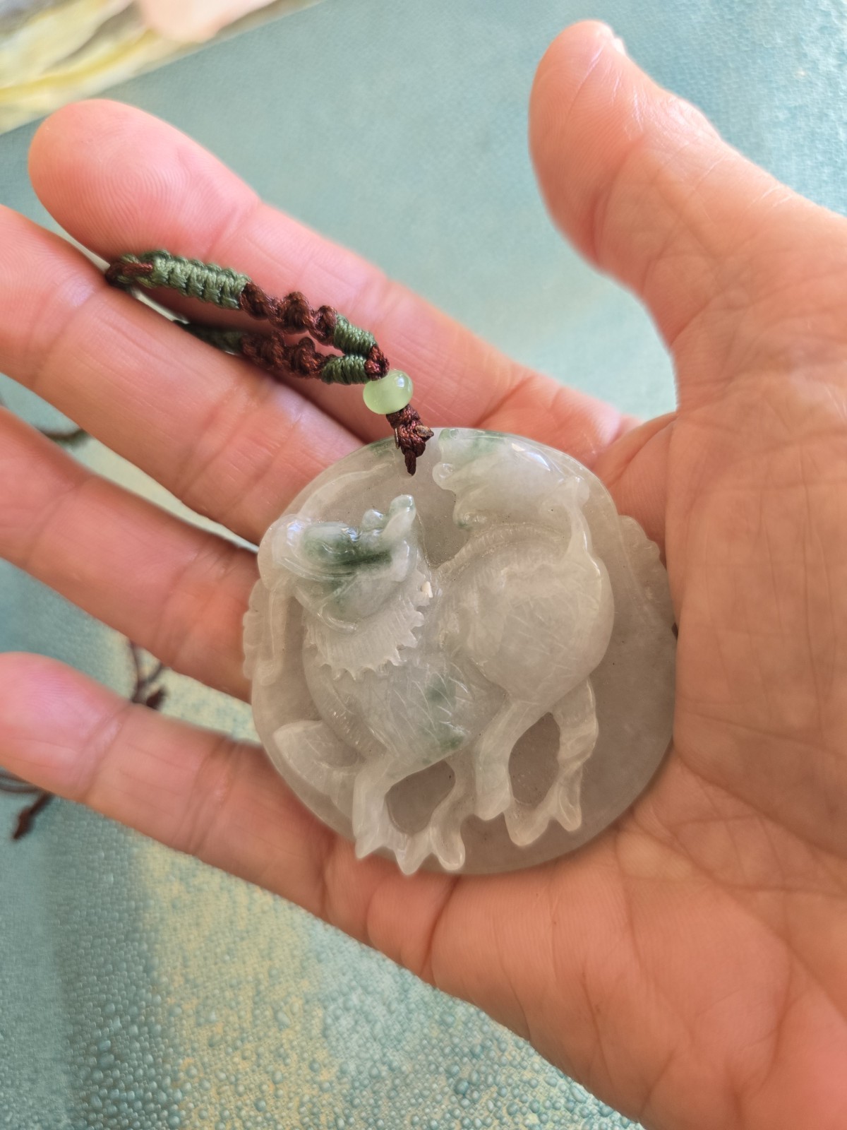 Natural A grade Carve jade Jadeite Pendant Chinese Kylin, Qilin or Kirin (麒麟)