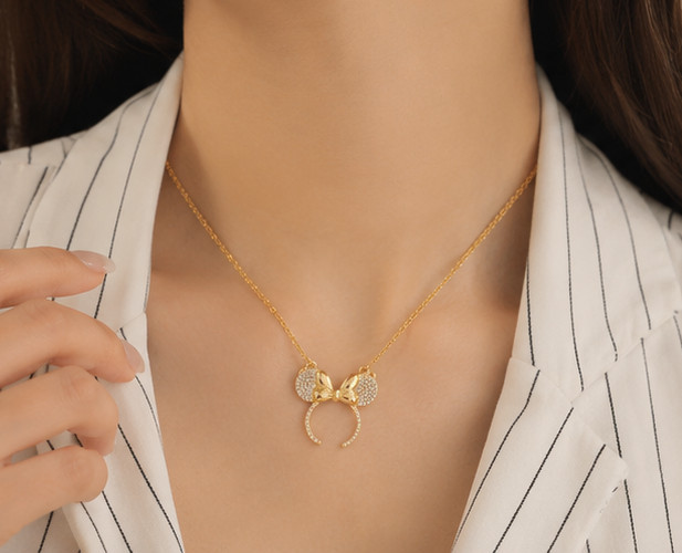 2ct Simulated Diamond Engagement Women Mikey Mouse Pendant 14kYellow Gold Plated