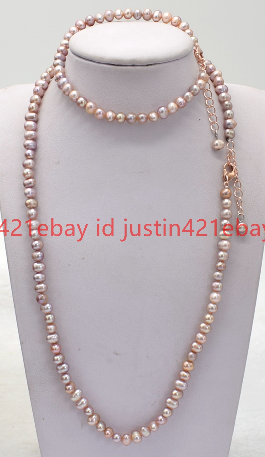 6-7mm Genuine Natural Freshwater Purple Pearl Necklace Bracelet Set 18”7.5″