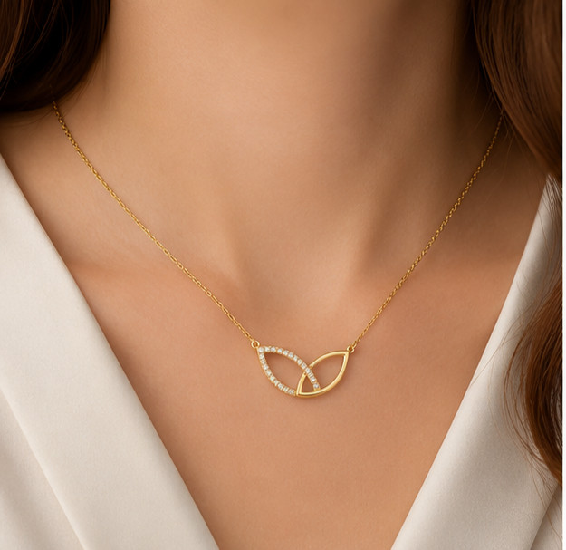 1.50Ct Round Simulated Diamond Leaf Pendant Necklace 14K Yellow Gold Plated Gift
