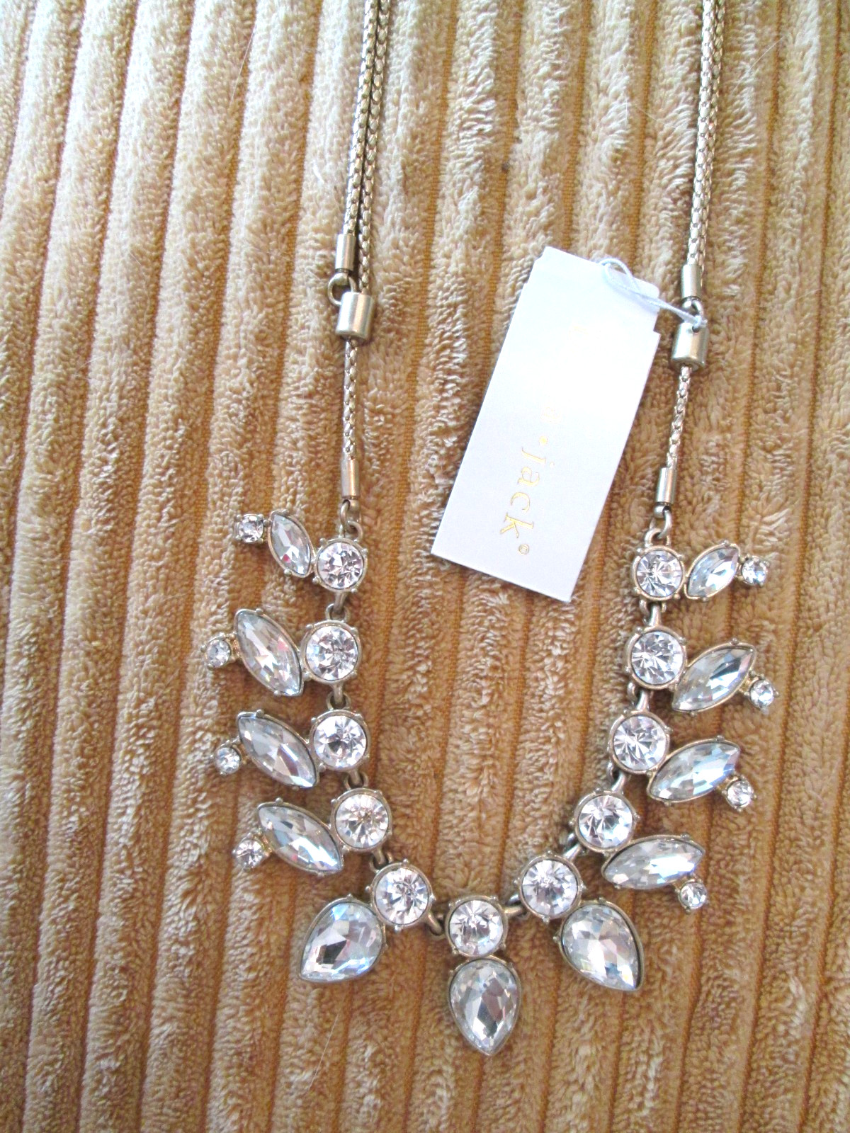 Bella Jack Clear Crystal Rhinestone Statement Necklace Gold Tone Adjustable NWT
