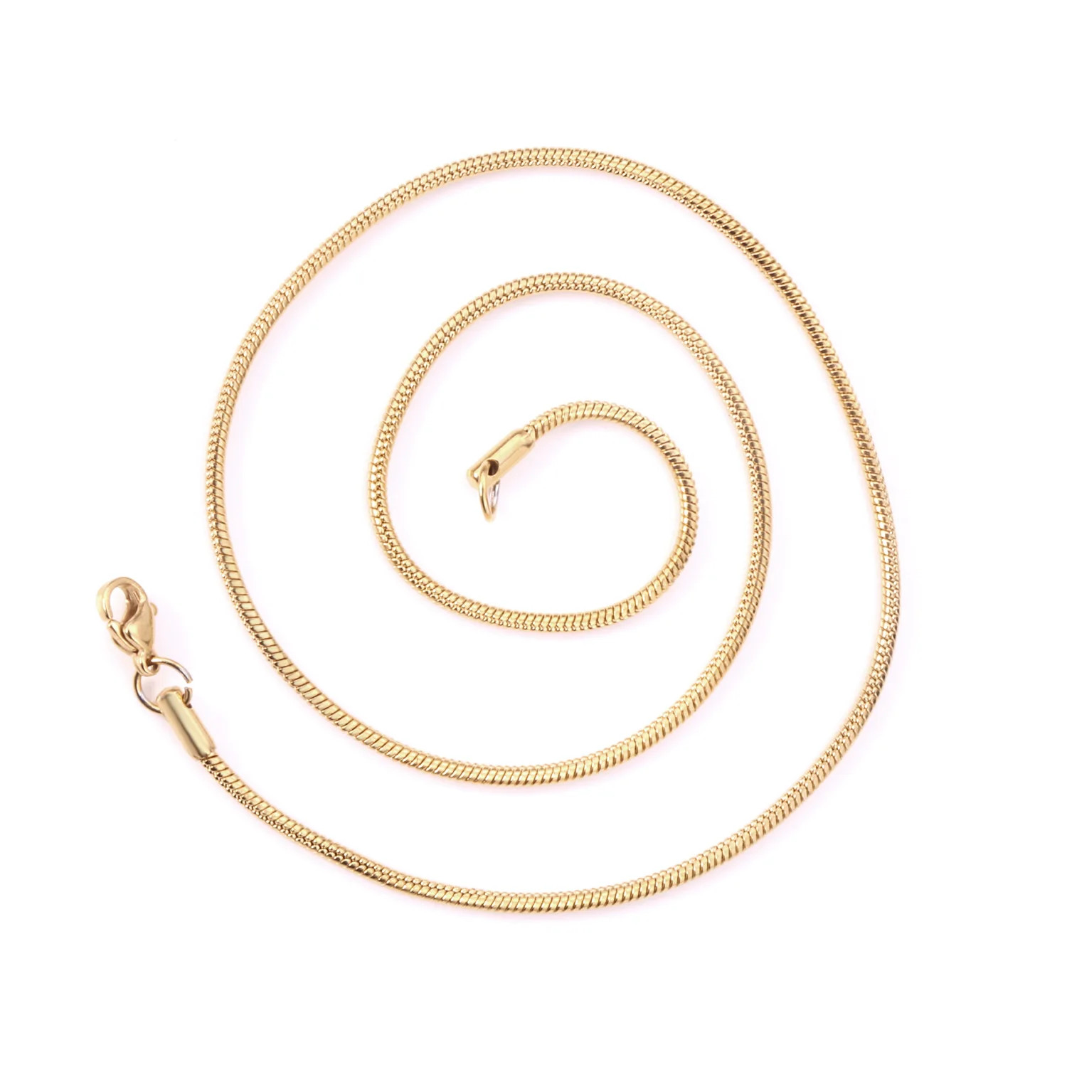 1pcs 1mm Golden Plated Snake Chains Necklaces No Fade Basic Jewelry