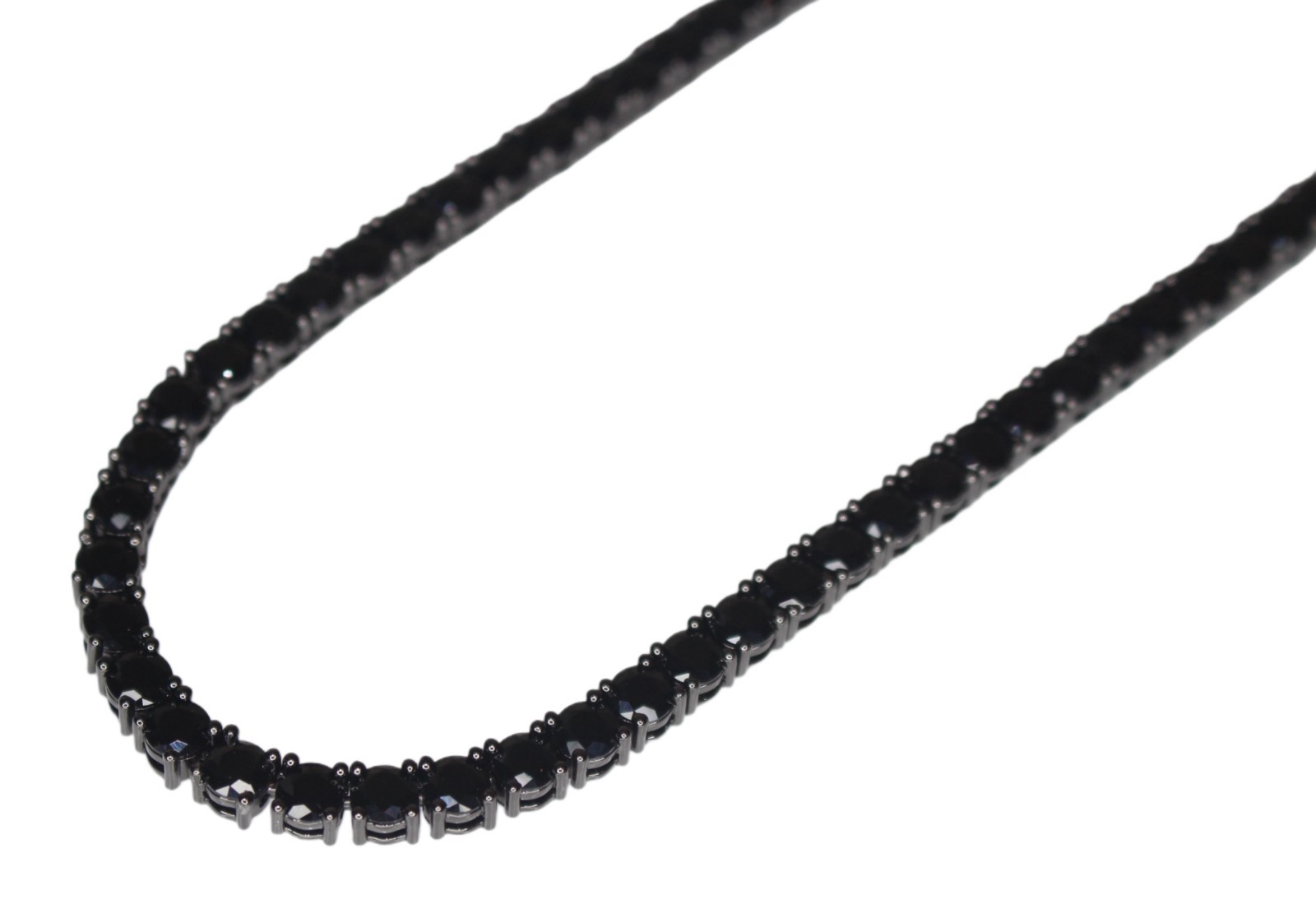 5mm ONYX BLACK Diamond 60ctw Lab Sim VVS1 Tennis Chain Necklace PVD 50g+ HEAVY