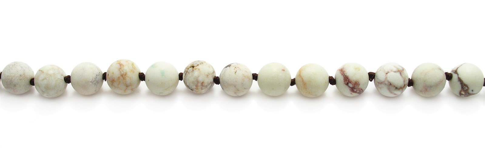 Genuine White Turquoise 60″ Long 9mm Bead Stranded Necklace