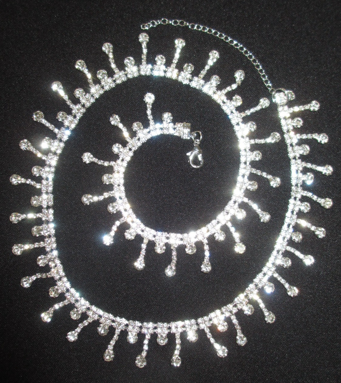 Rhinestone Hat Band Chain Necklace Sparkly Crystal Western Bonnet Belt Trim NEW