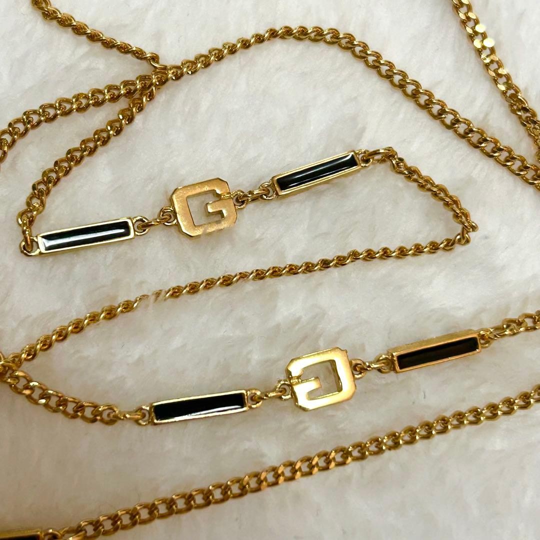 Givenchy Long Necklace Gold G Logo Excellent Condition