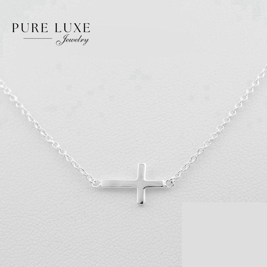 DG Women’s Sterling Silver Sideway Cross 15mm Mini Pendant 16″-18″ Necklace,Box