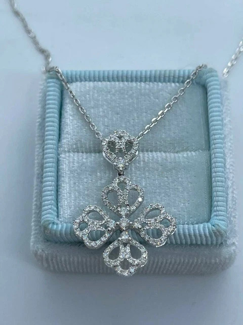 1Ct Round Cut Lab Created Diamond Pendant 14K White Gold Plated Free Chain