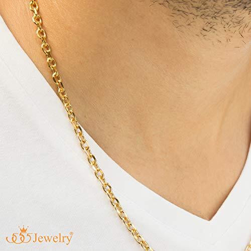 555Jewelry 5mm Stainless Steel Cable Chain Necklace for Men & Women, 16-24 Inch